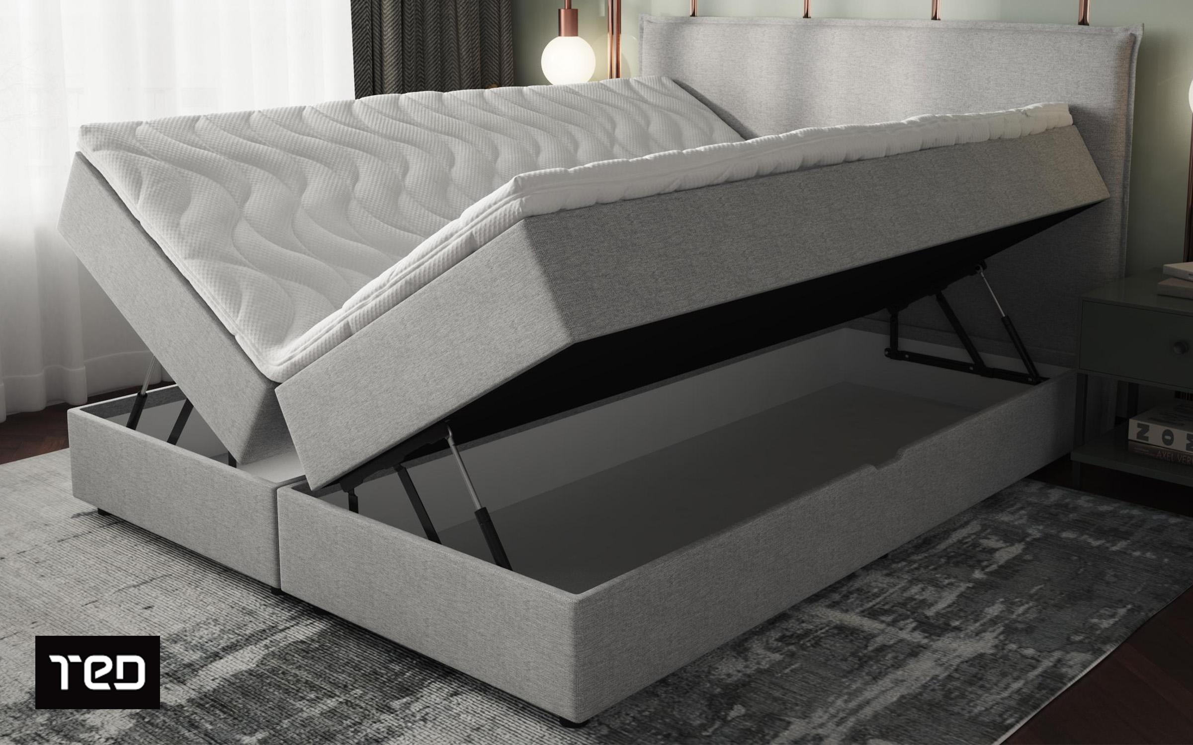 Pat dublu Modera Boxspring, gri deschis  4